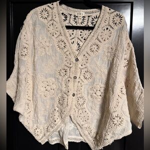 POL Women's Cream Crochet Shrug